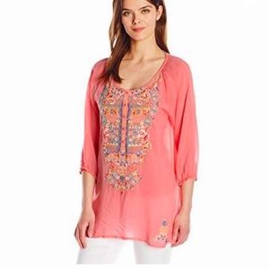 Johnny Was Women’s | Linnet Boho Peasant Blouse | Color Pink| Sz S